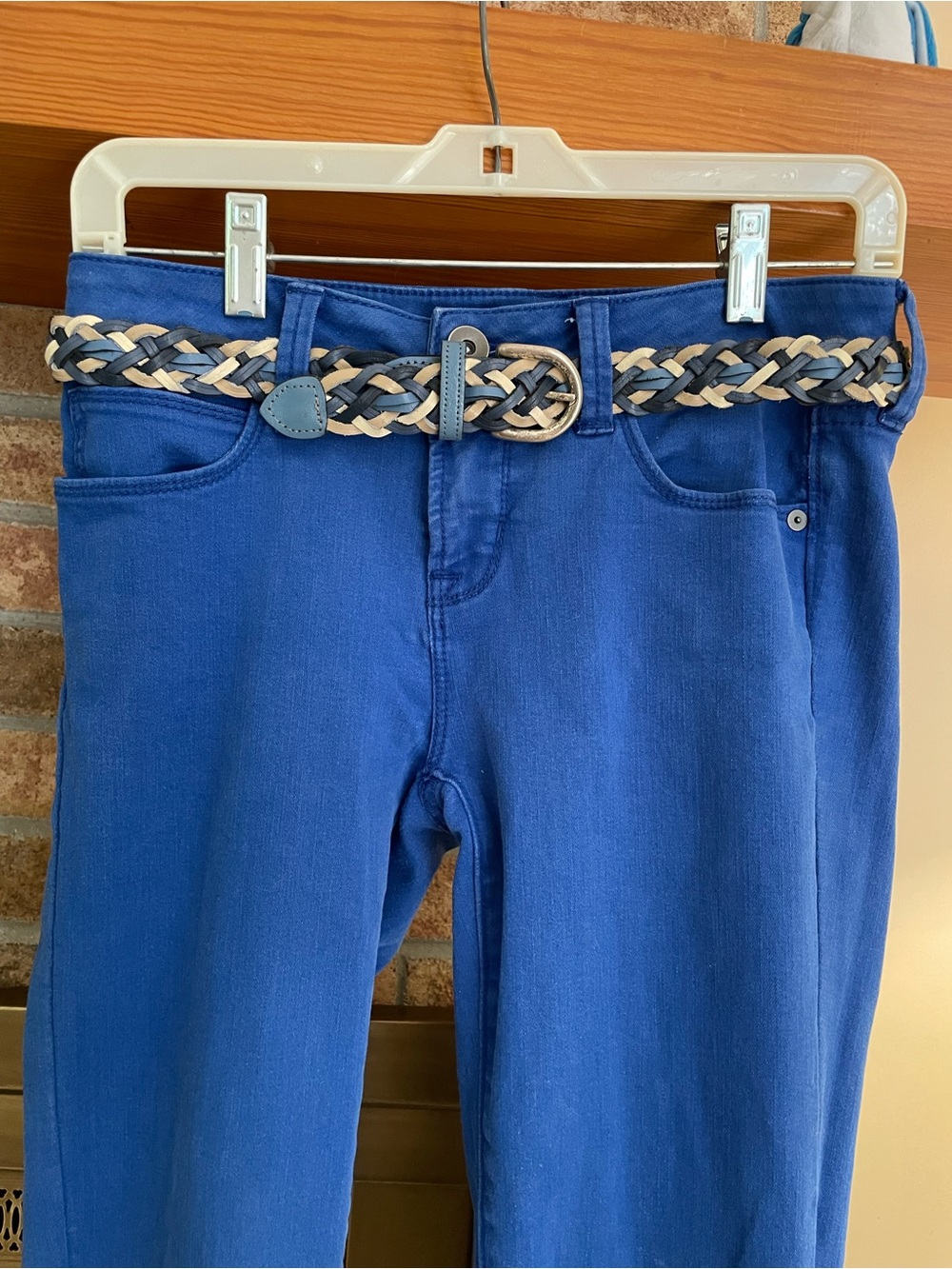 jcpenney Cobalt Blue Women’s Skinny Jeans with Leather Braided Belt